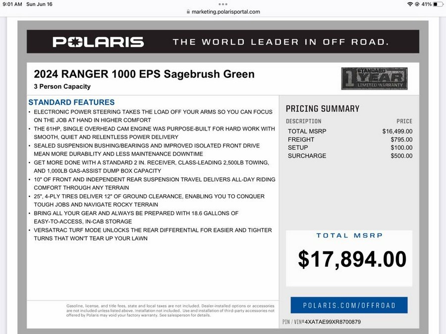 2024 Polaris Industries Ranger® 1000 EPS