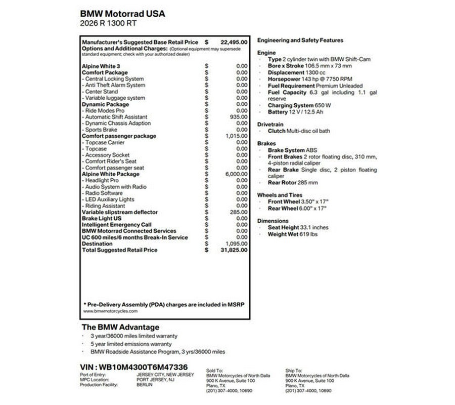 2026 BMW R 1300 RT Alpine White 3