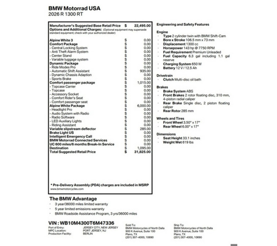 2026 BMW R 1300 RT Alpine White 3