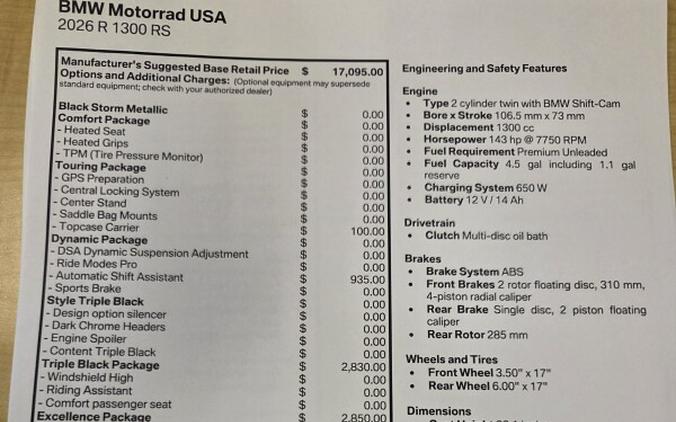 2026 BMW Motorrad R 1300 RS