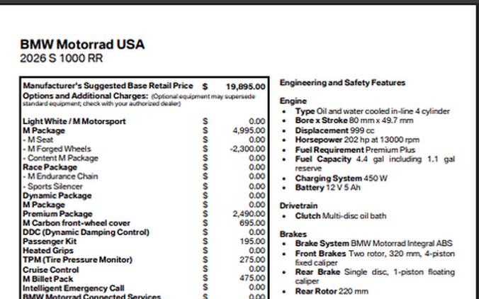 New 2026 BMW S 1000 RR