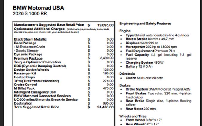 New 2026 BMW S 1000 RR
