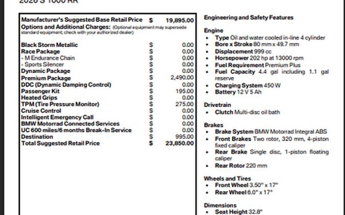 New 2026 BMW S 1000 RR