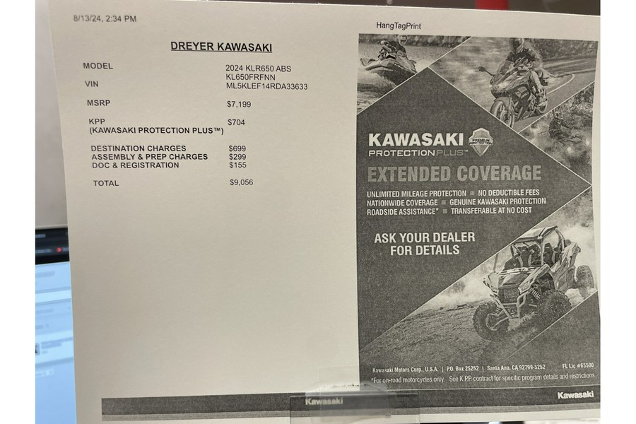 2024 Kawasaki KLR650 ABS KL650FRFNN