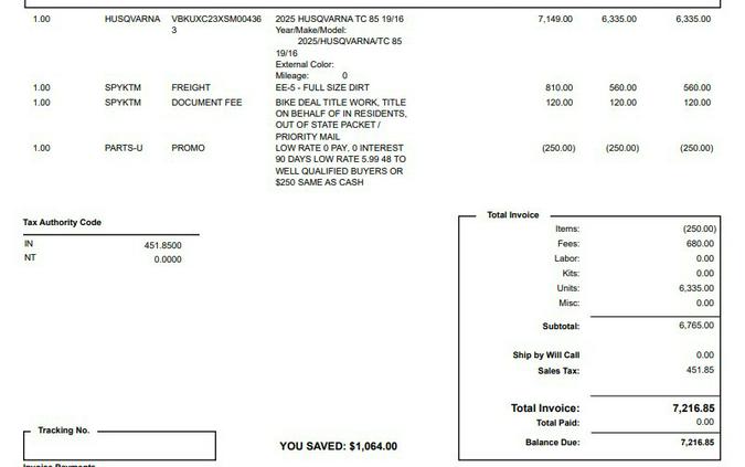 2025 Husqvarna Motorcycles TC 85 19/16
