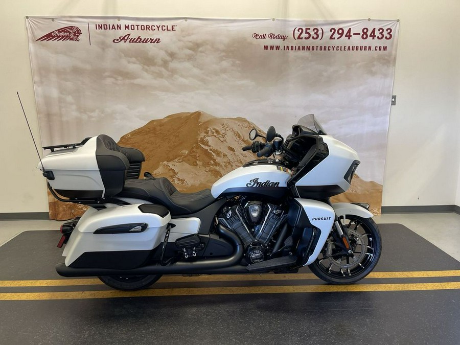 2024 Indian Motorcycle® Pursuit® Dark Horse® w/PowerBand Audio Pkg Icon Ghost White Metallic Smoke