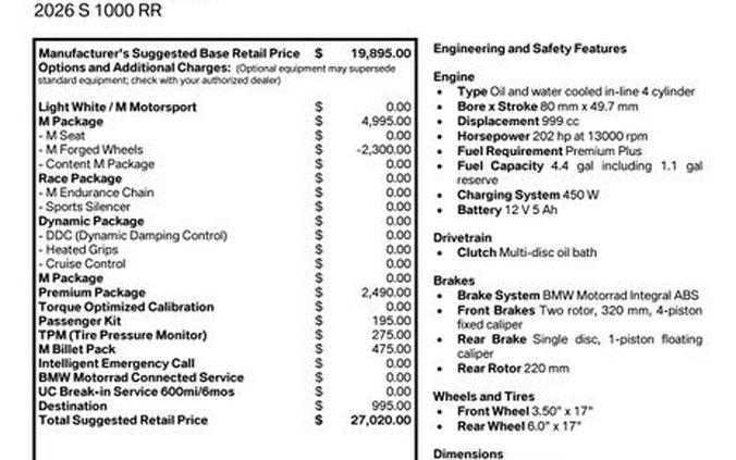 New 2026 BMW S 1000 RR