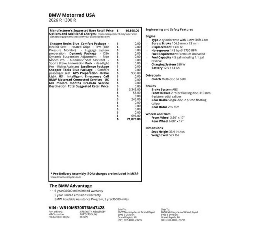 New 2026 BMW R 1300 R