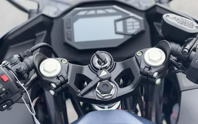 2026 Kawasaki Ninja 500 ABS Metallic Matte Twilight Blue ABS Metallic Yellowish GreenEbony