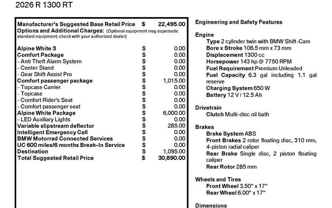 2026 BMW R 1300 RT