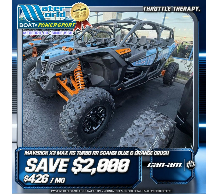 2026 Can-Am® Maverick X3 Max RS Turbo RR Scandi Blue & Orange Crush