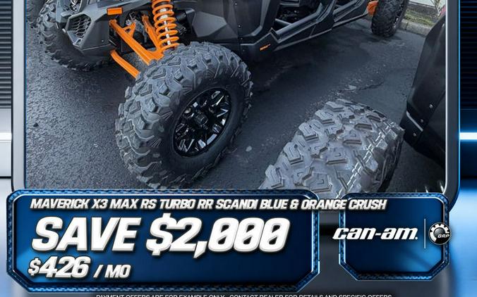 2026 Can-Am® Maverick X3 Max RS Turbo RR Scandi Blue & Orange Crush