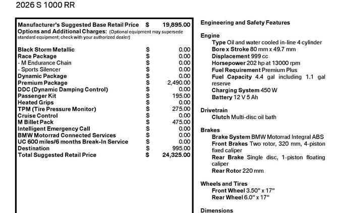 2026 BMW S 1000 RR