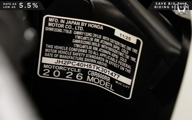 2026 Honda CBR600RR