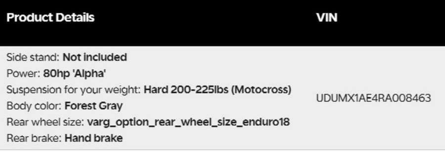 2024 Stark VARG Alpha MX 19"_80HP