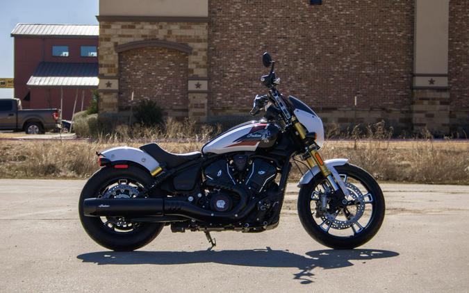 2025 Indian Motorcycle® 101 Scout® Ghost White Metallic with Graphics