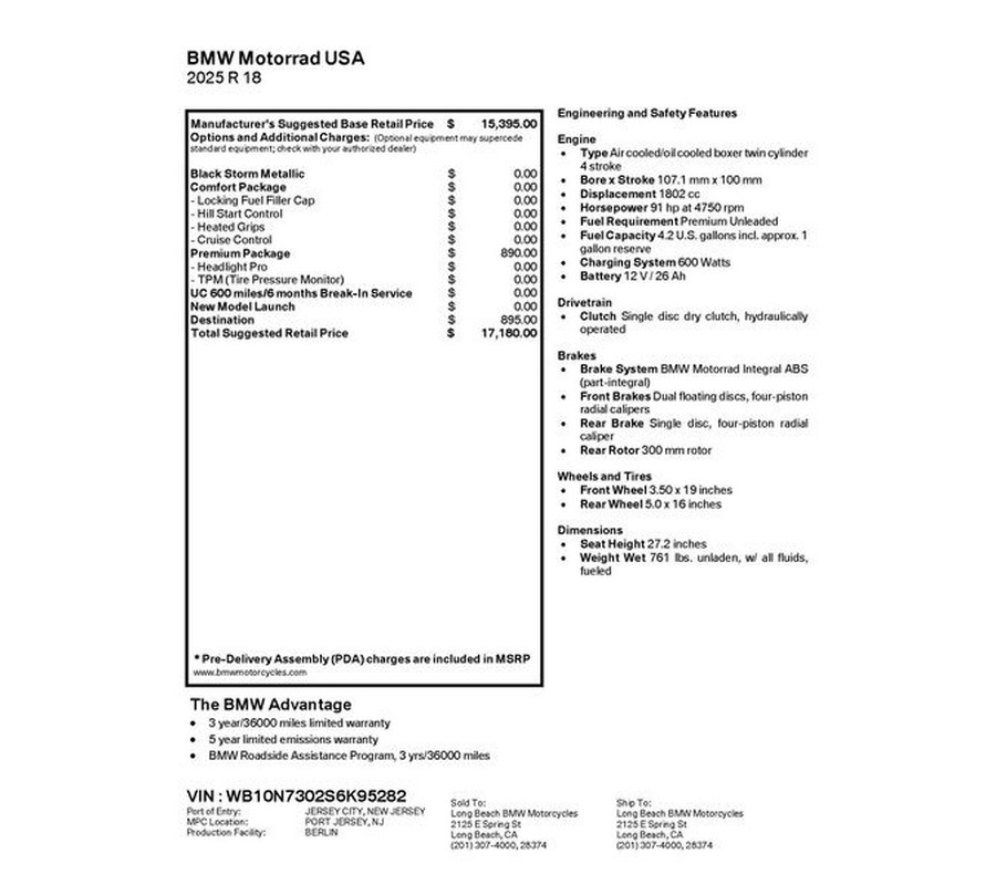 New 2025 BMW R 18 in Long Beach, CA