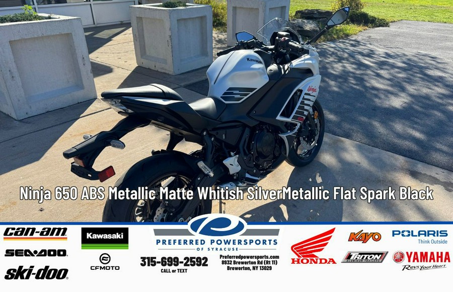 2026 Ninja 650 ABS Metallic Matte Whitish Silver/Metallic Flat Spark Black - Kawasaki