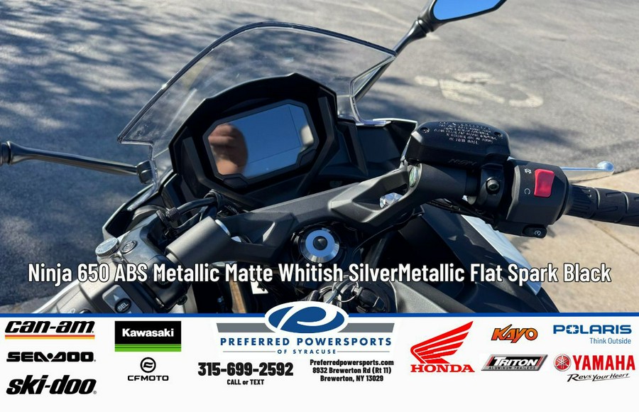 2026 Ninja 650 ABS Metallic Matte Whitish Silver/Metallic Flat Spark Black - Kawasaki