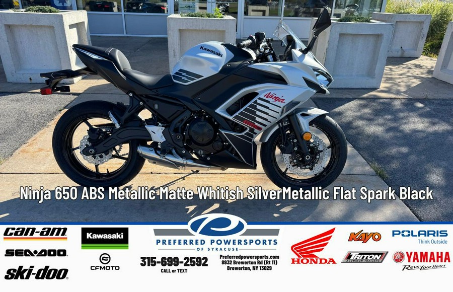 2026 Ninja 650 ABS Metallic Matte Whitish Silver/Metallic Flat Spark Black - Kawasaki