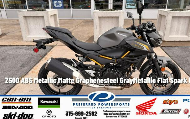 2026 Kawasaki Z500 ABS Metallic Matte Graphenesteel Gray/Metallic Flat Spark Black