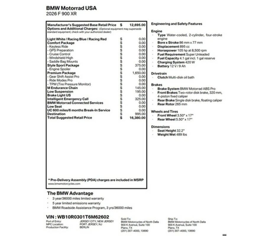 2026 BMW F 900 XR