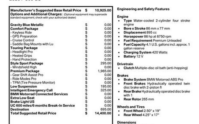 New 2026 BMW F 800 GS