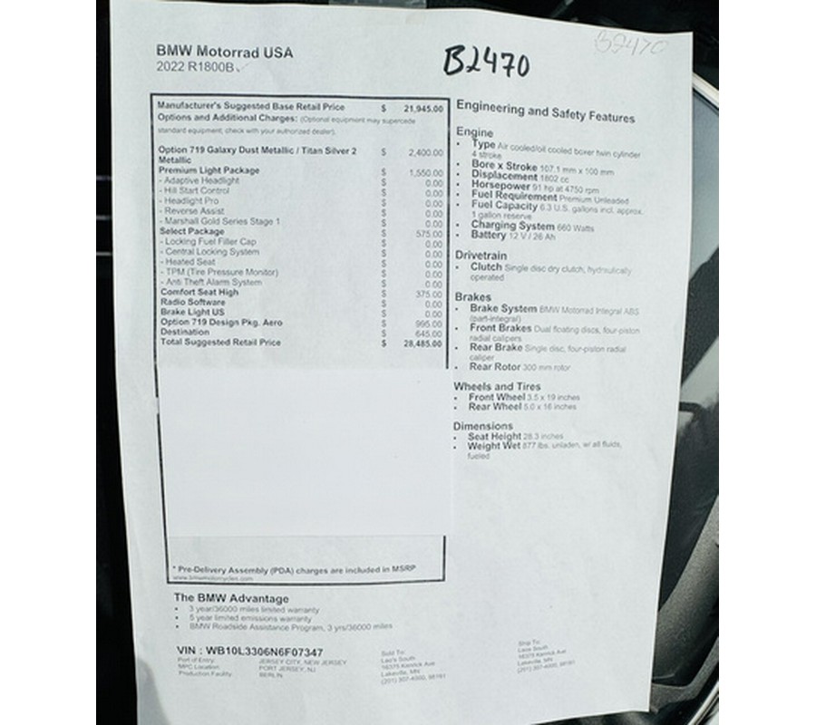 2022 BMW R1800B