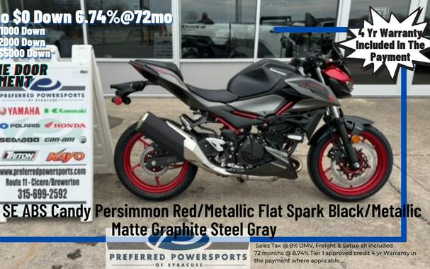 2024 Kawasaki Z500 SE ABS Candy Persimmon Red/Metallic Flat Spark Black/Metallic Matte Graphite Steel Gray