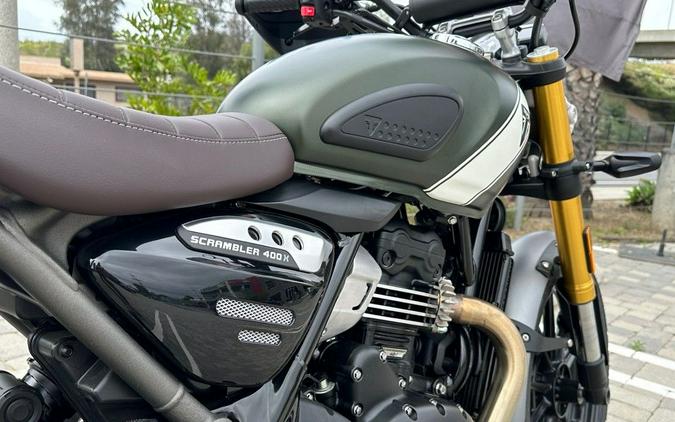 2024 Triumph Scrambler 400 X Matte Khaki Green / Fusion White