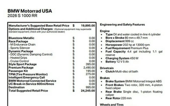 2026 BMW S 1000 RR