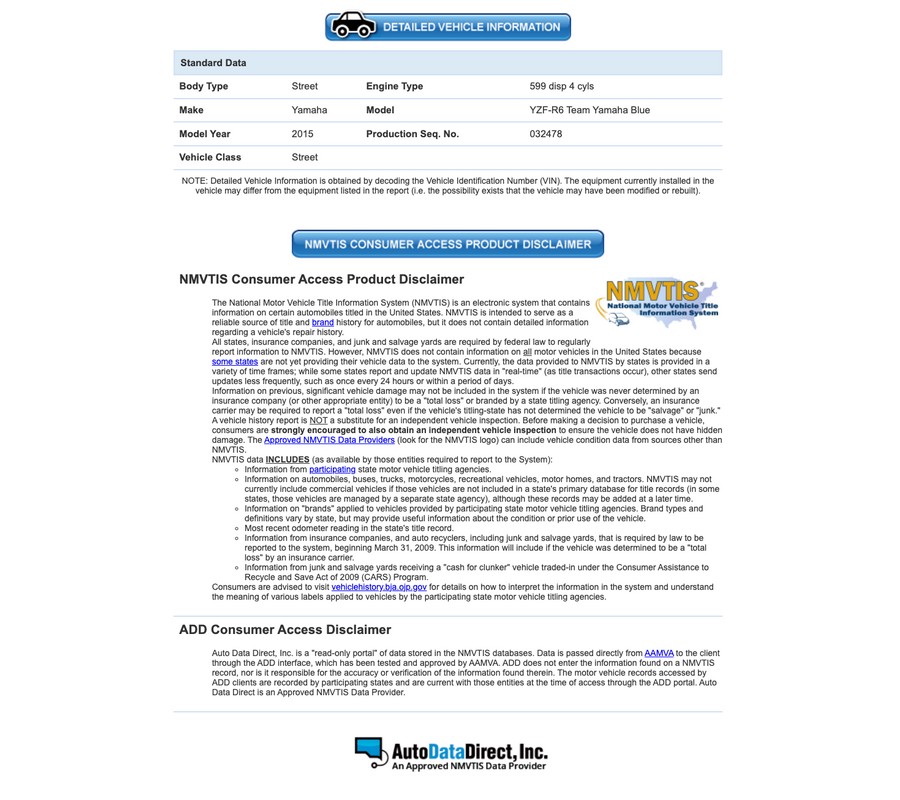 2015 Yamaha Motor Corp., USA YZF-R6