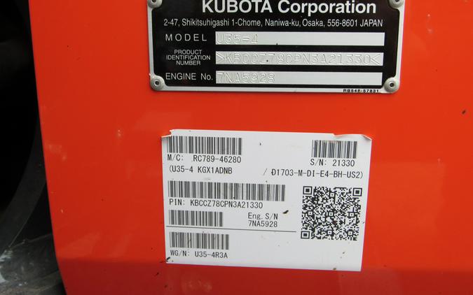 2023 Kubota U35-4 EXCAVATOR WITH THUMB LIKE NEW