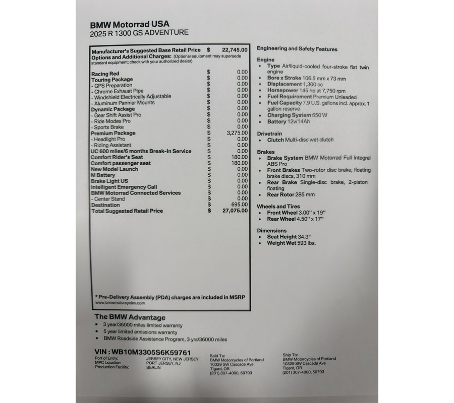 2025 BMW R 1300 GS Adventure - RACING RED