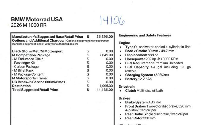 New 2026 BMW M1000RR