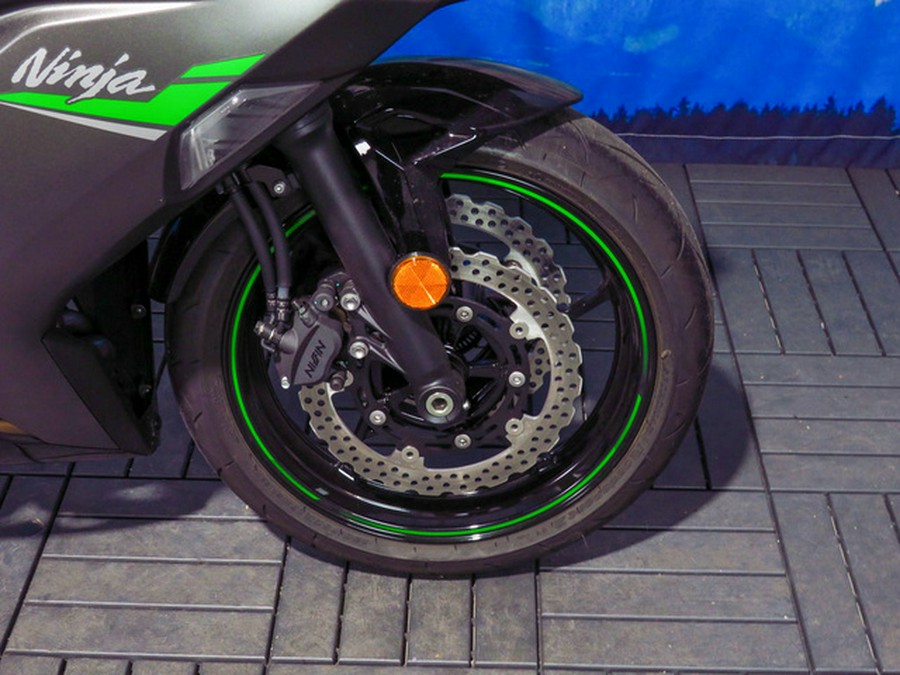 2024 Kawasaki Ninja 650 Metallic Matte Graphenesteel Gray/Ebony Metallic Matte Dark GrayMetallic Spark