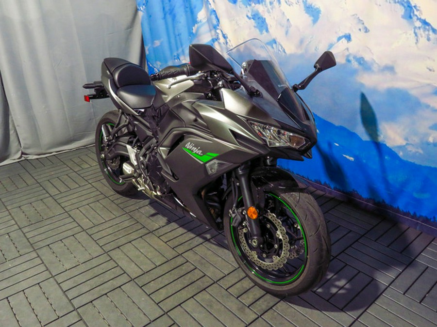 2024 Kawasaki Ninja 650 Metallic Matte Graphenesteel Gray/Ebony Metallic Matte Dark GrayMetallic Spark