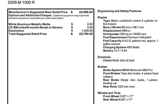 2026 BMW M 1000 R
