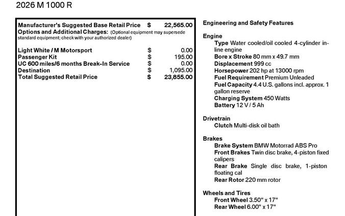 2026 BMW M 1000 R