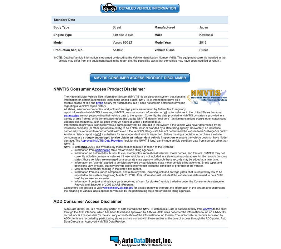 2016 Kawasaki Versys 650 LT