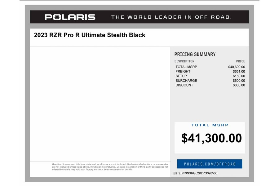 2023 Polaris RZR Pro R Ultimate Stealth Black