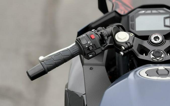 2026 Kawasaki Ninja 500 ABS Metallic Matte Twilight Blue ABS Metallic Yellowish GreenEbony