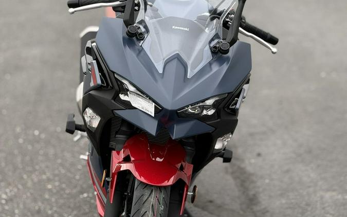 2026 Kawasaki Ninja 500 ABS Metallic Matte Twilight Blue ABS Metallic Yellowish GreenEbony