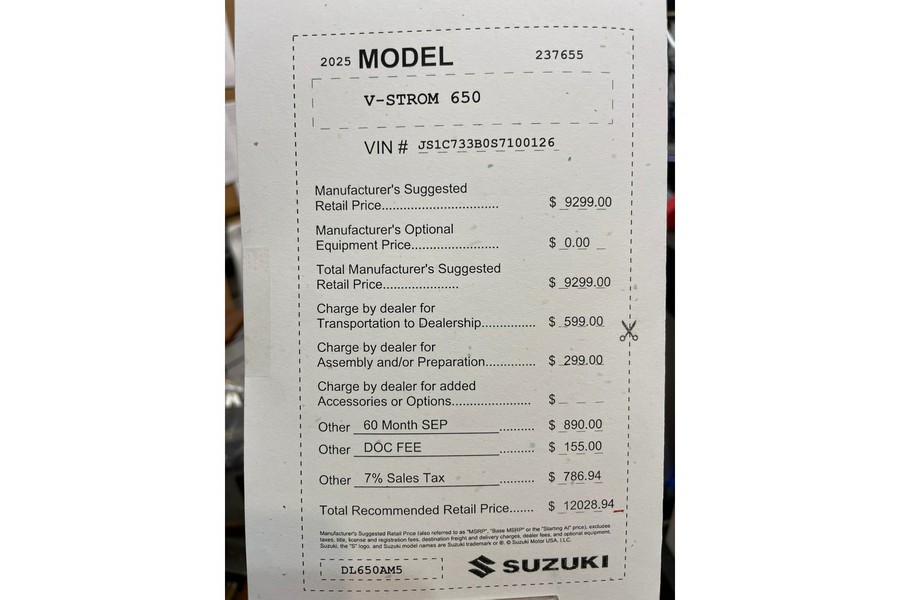 2025 Suzuki V-STROM 650 DL650AM5