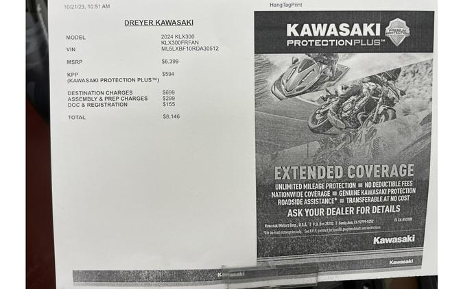 2024 Kawasaki KLX300 CAMO GREY