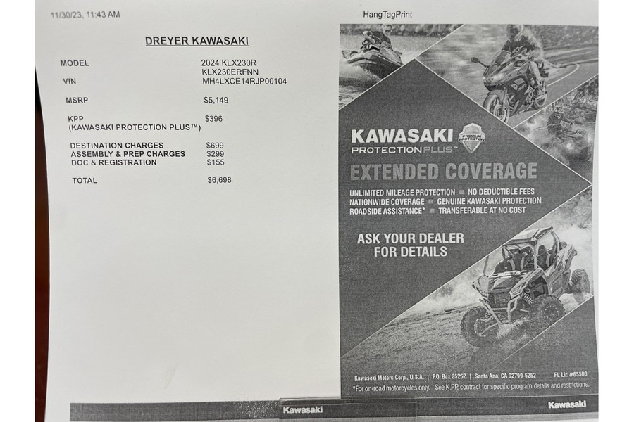 2024 Kawasaki KLX230R