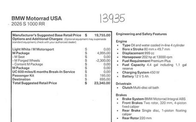 New 2026 BMW S 1000 RR