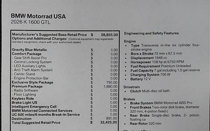 2026 BMW K 1600 GTL
