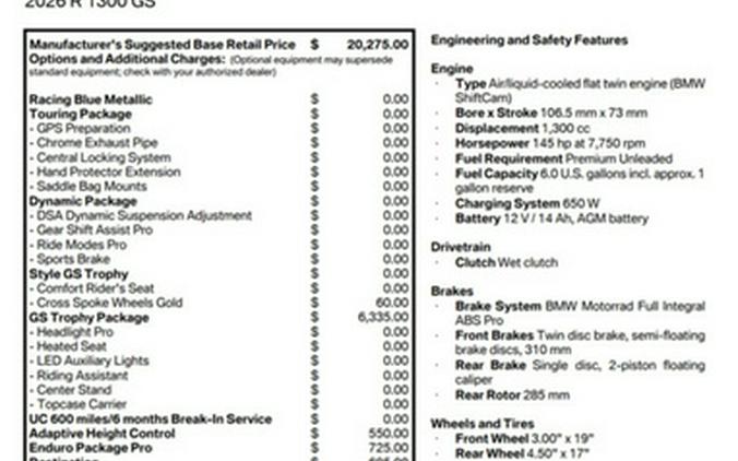 2026 BMW R 1300 GS GS Trophy