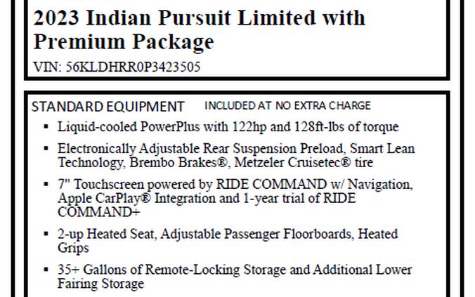 2023 Indian Motorcycle Pursuit® Limited with Premium Package